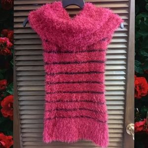 Super soft fluffy sleeveless striped sweater